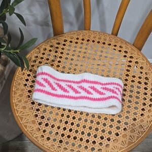 Retro 80's Handmade Pink and White Knit Headband